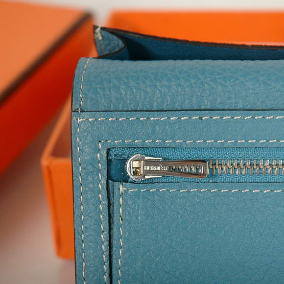 High Quality Hermes Bearn Japonaise Original Leather Wallet H8022 Blue Fake - Click Image to Close